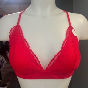 NWT PINK Red Lace Lightly Lined Bra